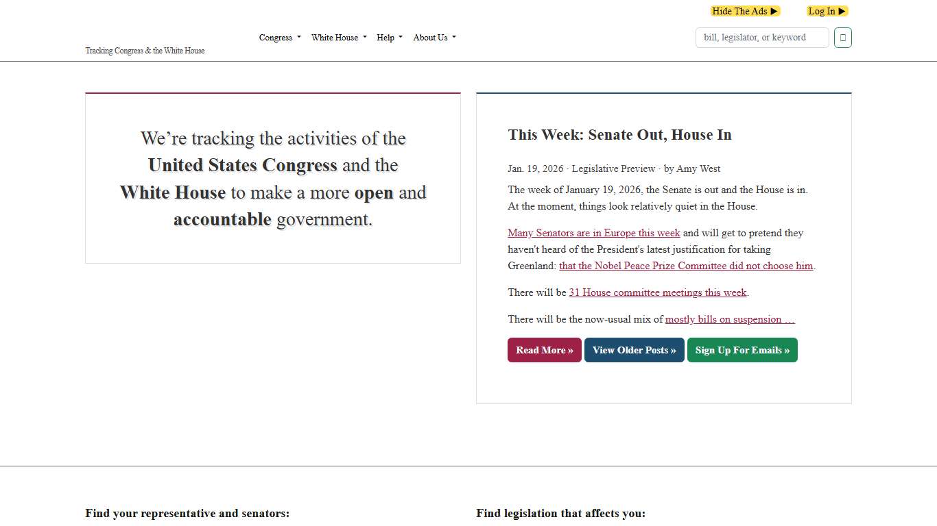GovTrack.us: Tracking the U.S. Congress and the White House
